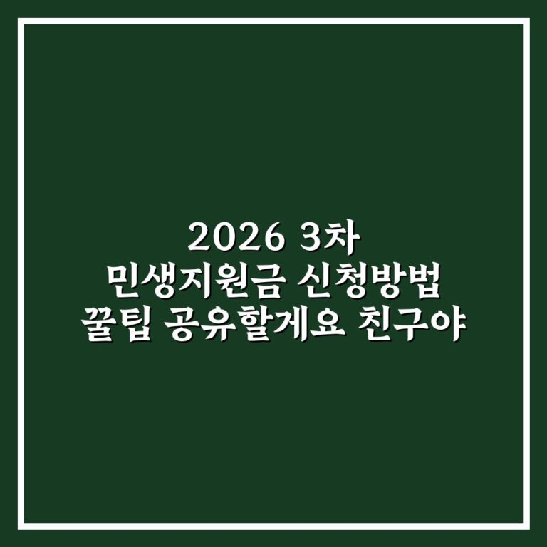 2026 3차 민생지원금 신청방법 꿀팁 공유할게요 친구야