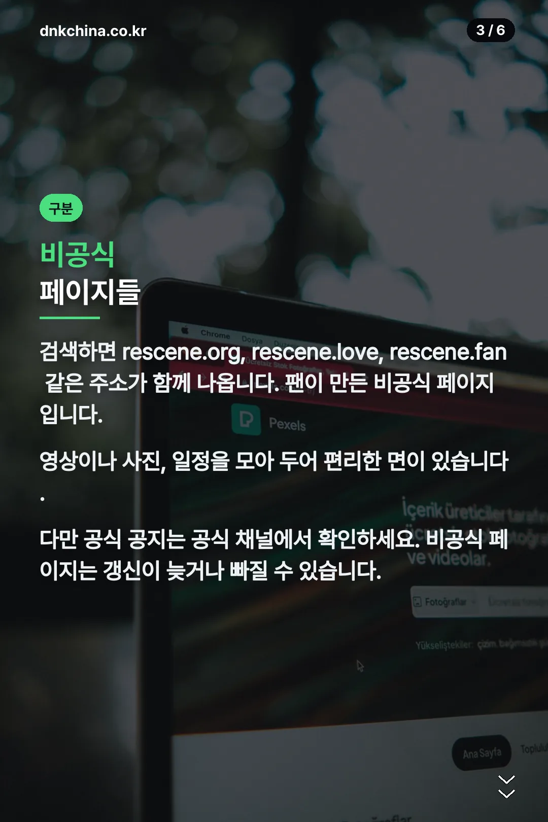 비공식 페이지 구분