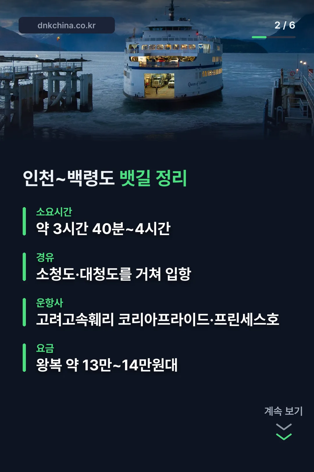 인천~백령도 뱃길 정리